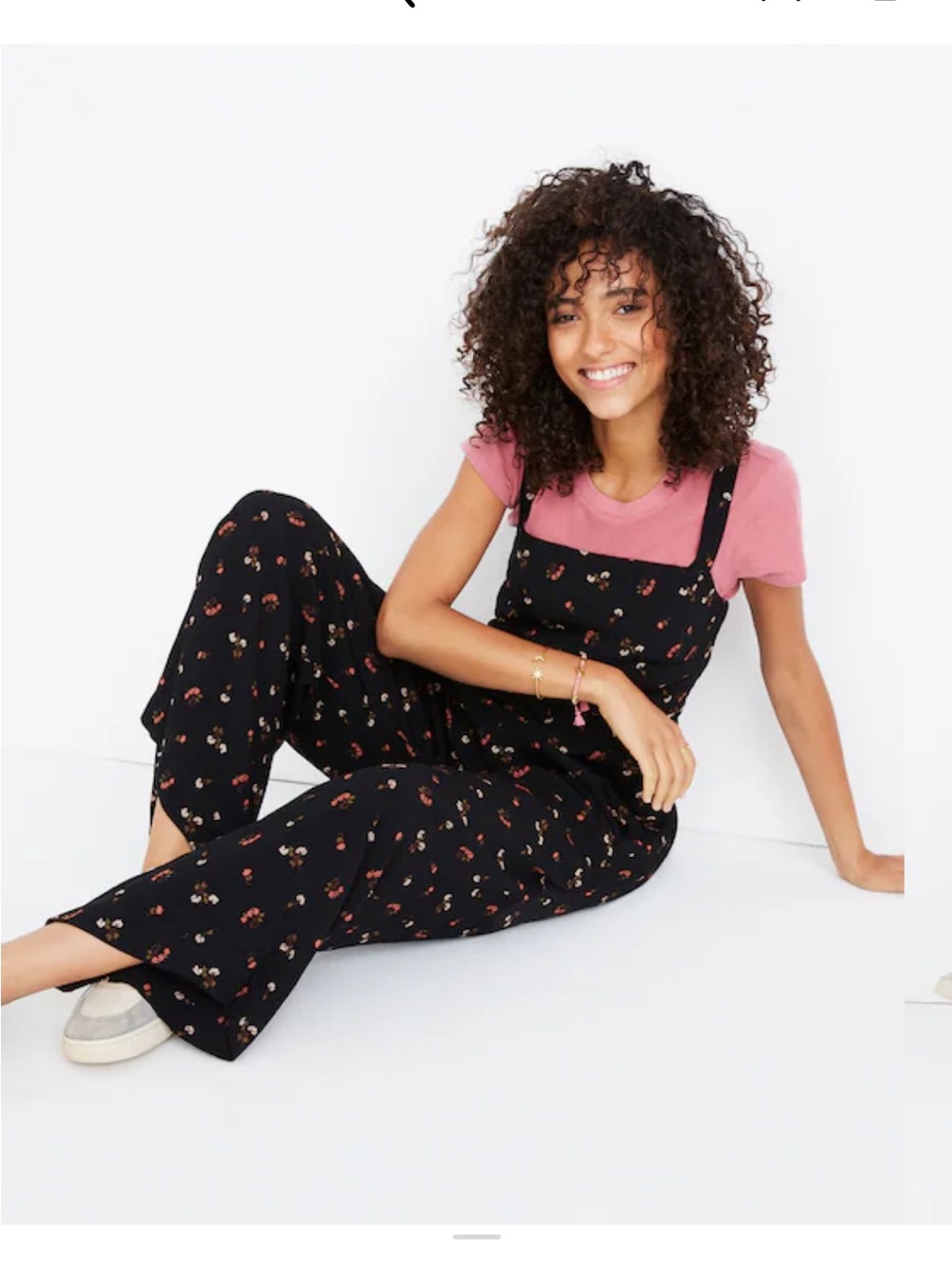 Madewell Black Floral Wide-Leg Jumpsuit size 12